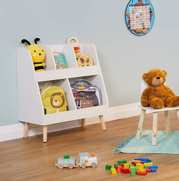 Weißes Kinderregal mit 5 Fächern Braun - Weiß - Filz - 60 x 66 x 30 cm