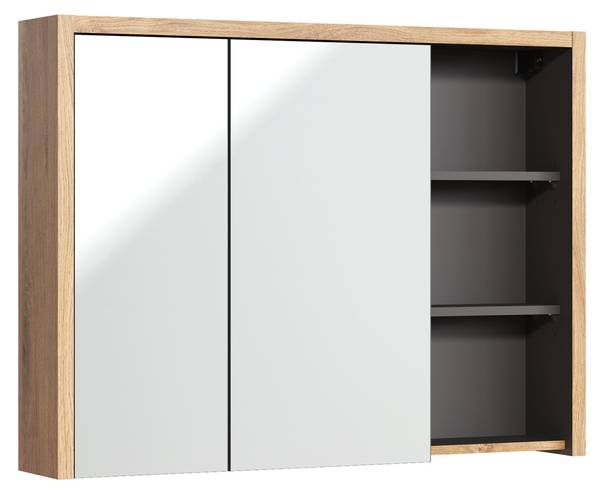 Spiegelschrank DANZIG-56-3 Braun - Holzwerkstoff - 100 x 75 x 18 cm