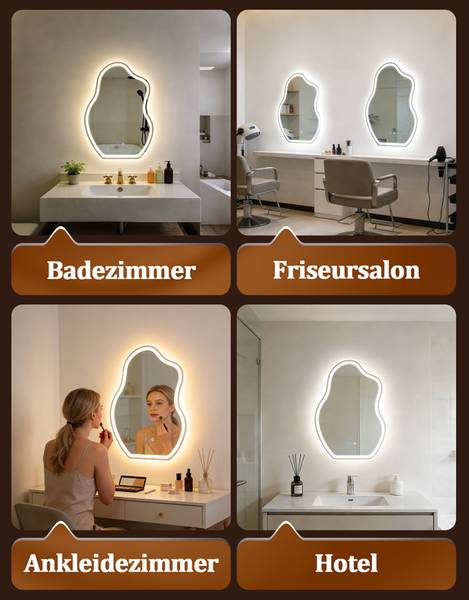 Miroir mural LED kio Blanc - Fer - 3 x 70 x 50 cm