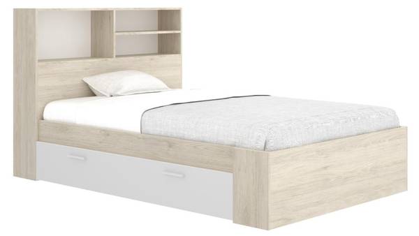 Bettrahmen VARDIEL Hellbraun - Weiß - Breite: 128 cm