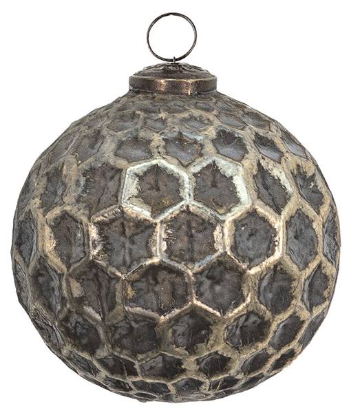 Kerstbal Snow 36764 bruin - glas - 12 x 12 x 12 cm