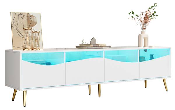 TV-meubel Astraios Ⅴ wit - plaatmateriaal op houtbasis - glas - 40 x 50 x 180 cm