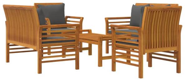 Loungeset 3015995-3 set van 5 grijs - acacia - 121 x 81 x 60 cm