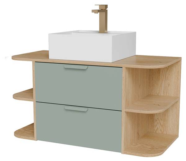 Einzelwaschtisch AVORELI Braun - Grün - Holz teilmassiv - 100 x 50 x 46 cm