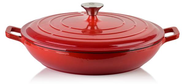 Bratpfanne RODELUXE Rot - Metall - 31 x 6 x 31 cm