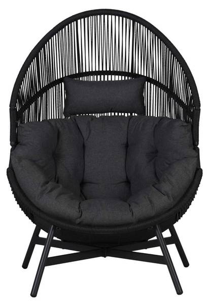 Gartensessel Benny Schwarz - Rattan - 98 x 142 x 100 cm