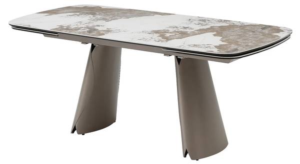 Esstisch FARUDI Grau - Weiß - Keramik - Glas - 90 x 75 x 180 cm