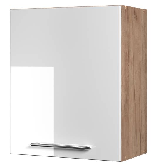 Hangkast Fame-Line 62858 hoogglans wit - eikenhouten look