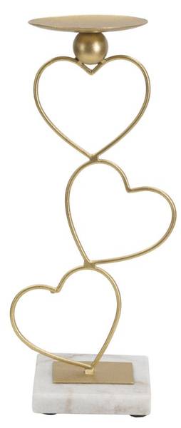 Bougeoir Hearts Doré - Métal - 15 x 33 x 10 cm