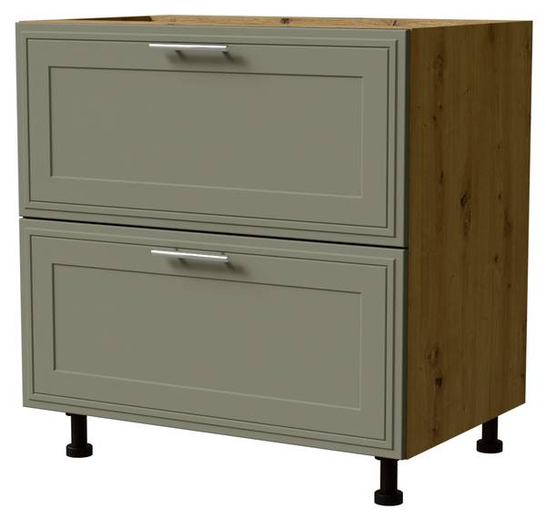 Schubladenunterschrank SALO D2 80 Braun - Grün - Eiche Dekor