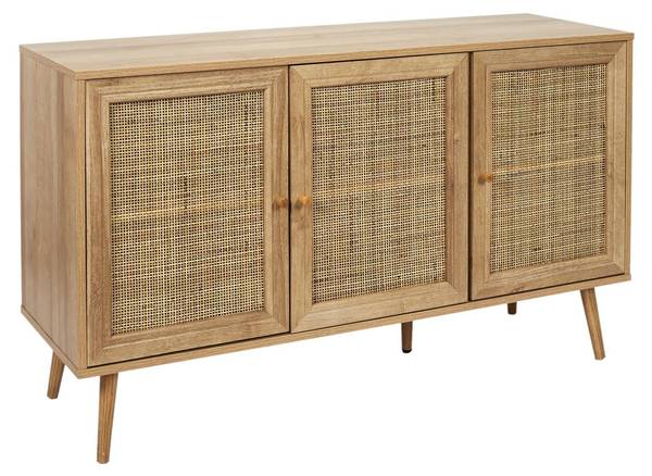 Kommode Tivo Beige - Rattan - Holz teilmassiv - 119 x 11 x 41 cm