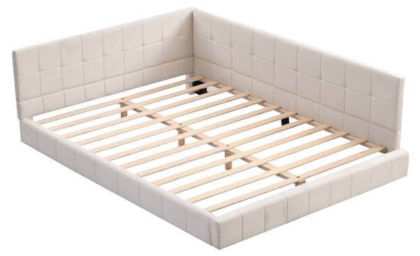 Polsterbett Liam Beige - Massivholz