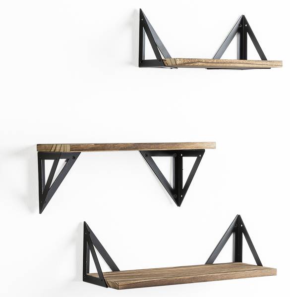 Wandregal Ceci 3er-Set Braun - Massivholz - 42 x 12 x 15 cm
