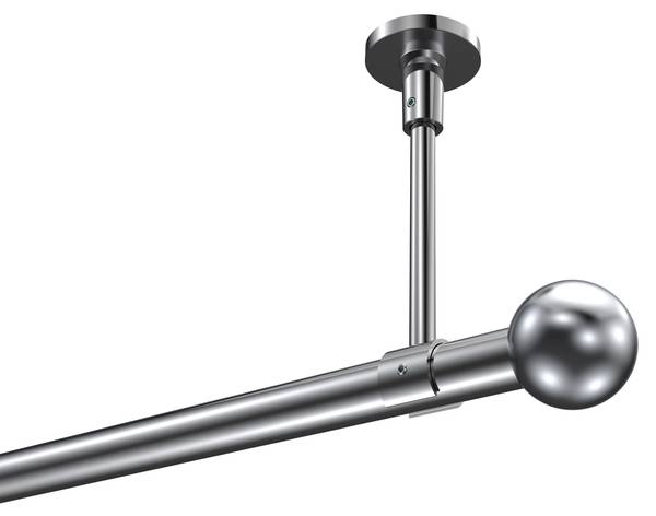 Gardinenstange 1-Lauf Sonette Luino Silber - Metall - 240 x 16 x 5 cm