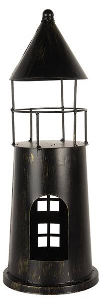 Dekoration Leuchtturm Deco&Ome Schwarz - Metall - 16 x 45 x 16 cm