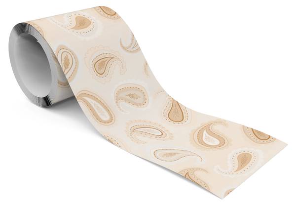Tapetenbordüre ORNAMENTE Paisley Muster Beige - Weiß - Fleece - 10 x 300 x 300 cm