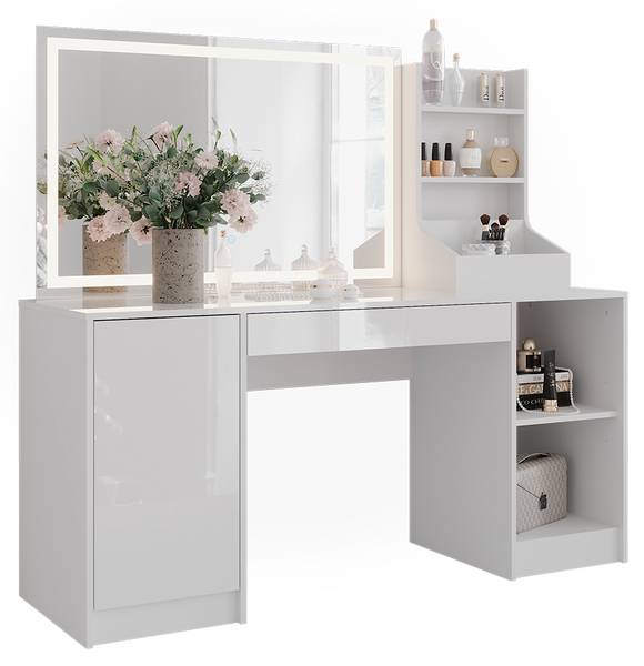 Schminktisch Sherry 57652 3er set Weiß - Holzwerkstoff - 159 x 76 x 51 cm
