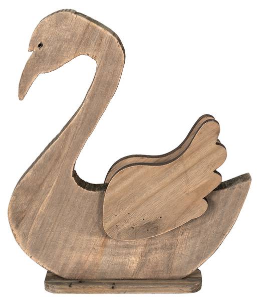 Beeld Zwaan Deko&Jacob bruin - plaatmateriaal op houtbasis - 6 x 43 x 38 cm