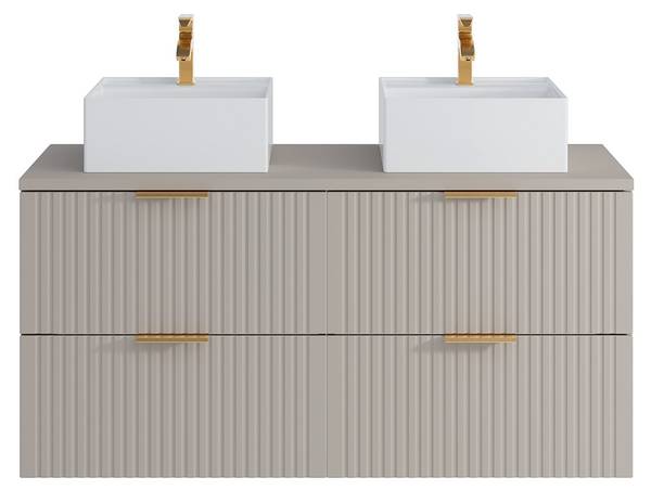 Doppelwaschtisch ZEVARA Beige - Holz teilmassiv - 46 x 57 x 120 cm