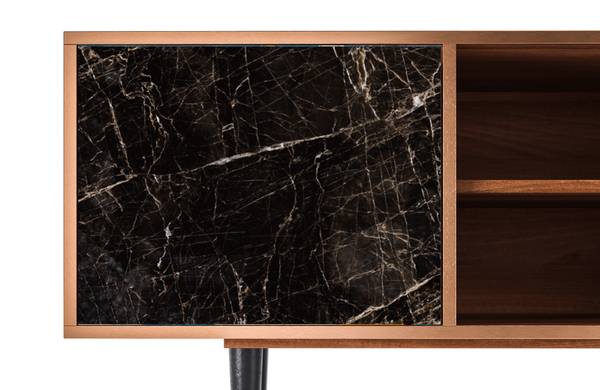 TV-Lowboard T2 Walnuss Schwarz - Holzwerkstoff - 170 x 69 x 48 cm