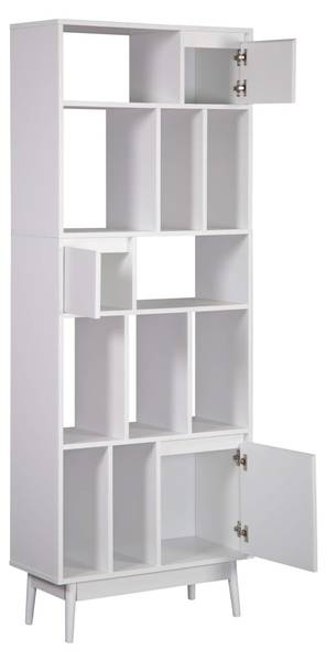 Boekenrek Mawar wit - deels massief hout - 70 x 187 x 30 cm