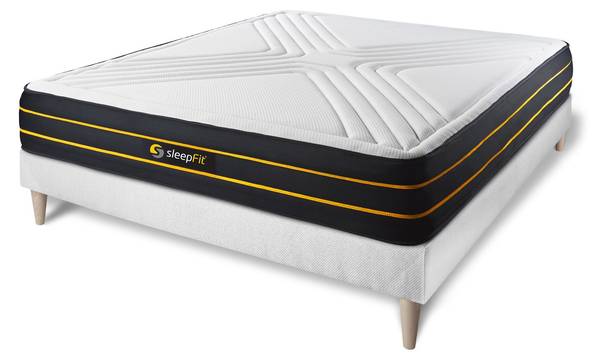 Bettgestell und Matratze Ultra -  150 x Weiß - Massivholz - 150 x 55 x 195 cm