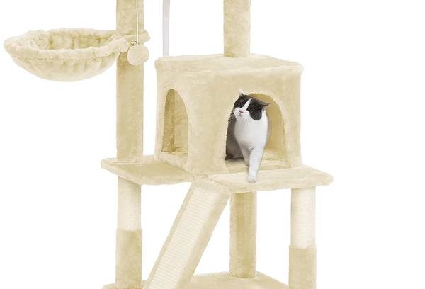 Katzenbaum Mbabane Beige - Textil - 48 x 96 x 48 cm