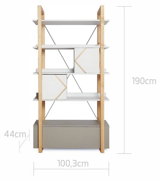 Kinderregal Pinette Weiß - Holzwerkstoff - 100 x 190 x 44 cm