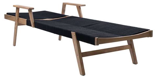 Gartenliege BALI ROPE Braun - Grau - Polyester - Akazie - 60 x 35 x 200 cm