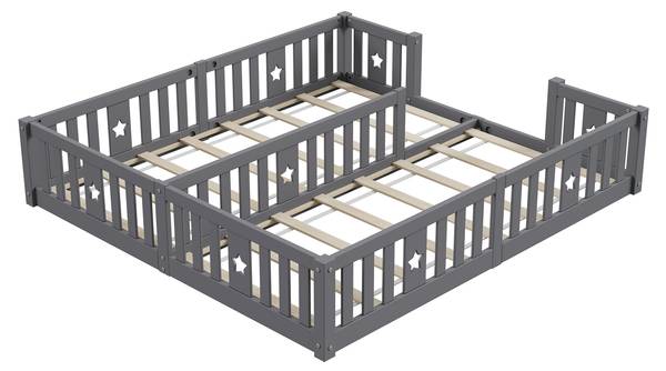 Bettrahmen HF089 Grau - Massivholz - 188 x 40 x 206 cm