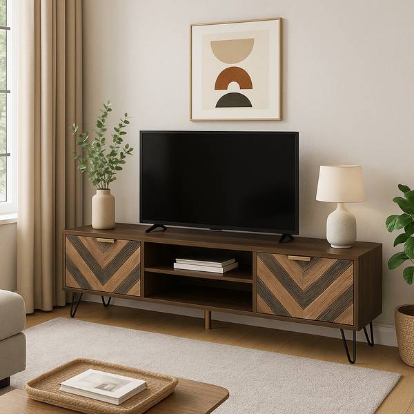 TV Lowboard Beilza Braun - Holzwerkstoff - Metall - 38 x 48 x 155 cm