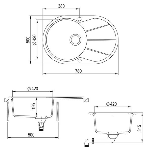 Spülbecken  12547 Schwarz