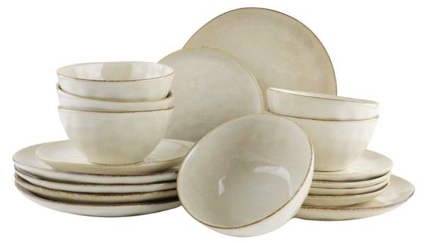 Geschirrset Maple 18er-set Beige - Naturfaser - 27 x 2 x 27 cm