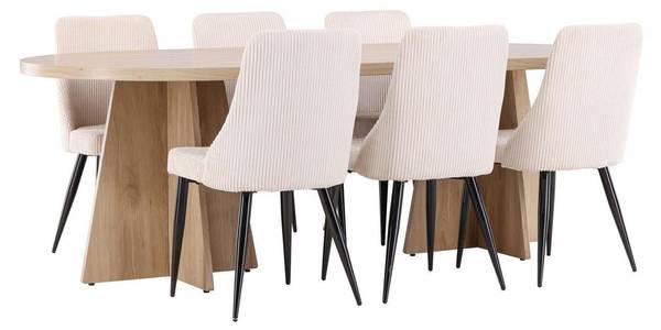 Essgruppe Bootcut + Leone (7-teilig) Braun - Cord - 230 x 76 x 115 cm