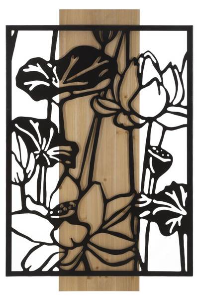 Wanddekoration  Lotus Ferro E Wood Schwarz - Metall - 2 x 90 x 60 cm