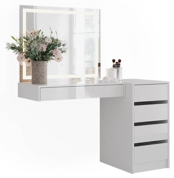 Schminktisch Sherry 57728 3er set Weiß - Holzwerkstoff - 120 x 76 x 51 cm