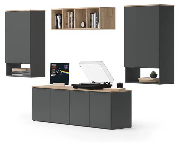 Wohnwand Wido 49801 Anthrazit - Eiche Sonoma Dekor