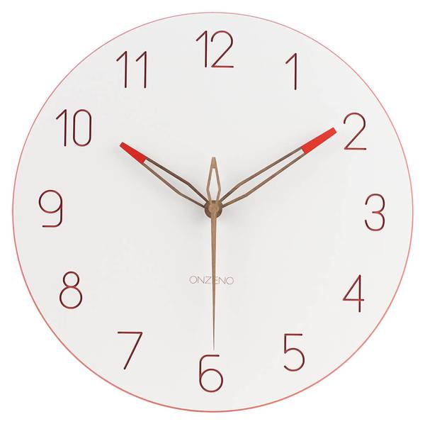 Wanduhr Wanduhren Bel Rot - Weiß - Holzwerkstoff - 29 x 29 x 1 cm