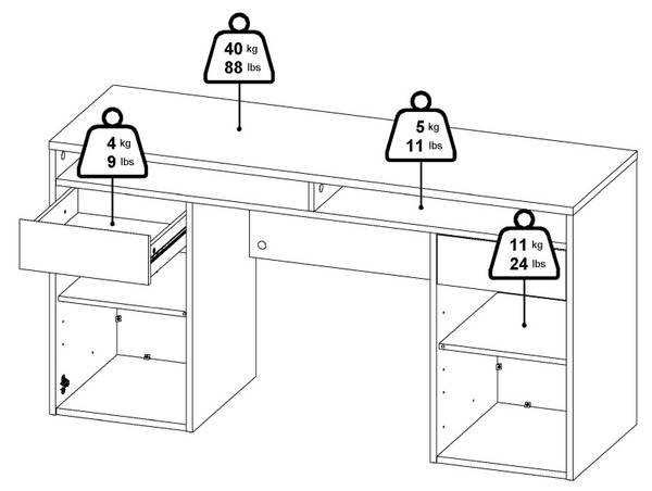 Schreibtisch FunctionPlus Braun - Holz teilmassiv - 149 x 78 x 48 cm
