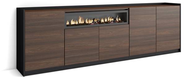 Buffet Sokkel XVI Noir - Marron - Mélamine - 260 x 80 x 37 cm