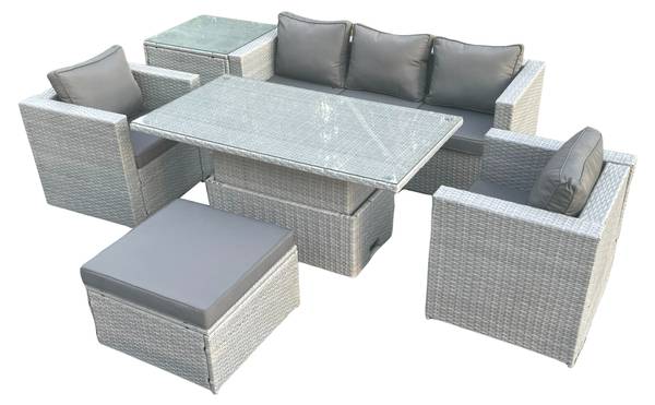 Garten-Esszimmermöbe S(6er-Set) Grau - Webstoff