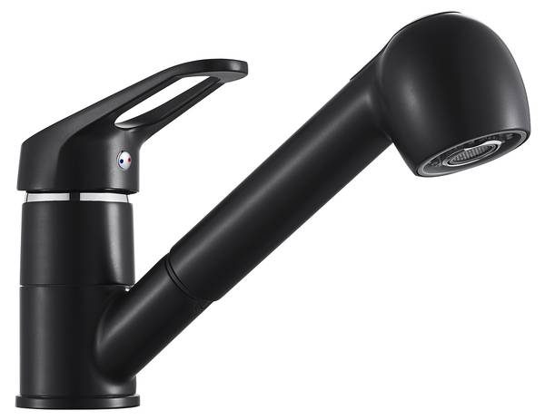 Küchenarmatur Ausziehbar, 2 Sprühmodi Schwarz - Edelstahl - 24 x 8 x 36 cm