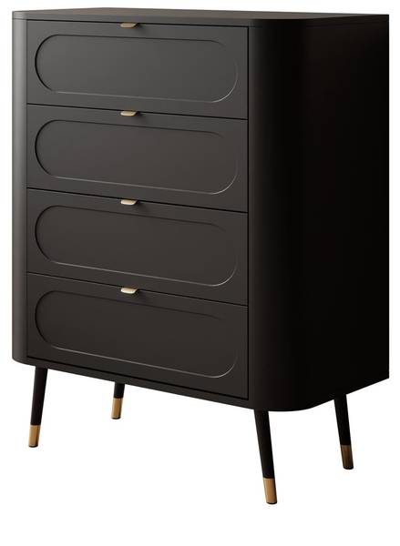 Kommode SHADOW 4S Schwarz - Holzwerkstoff - 78 x 98 x 40 cm