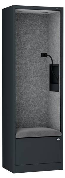Akustikkabine Sally Schwarz - Grau - Metall - 60 x 185 x 40 cm