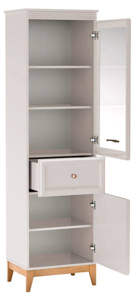 Hochvitrine mit LED Windsor Beige - Holzwerkstoff - 55 x 193 x 41 cm