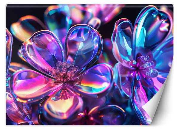Fototapete Bunte Glasblumen Strauß 300 x 210 cm