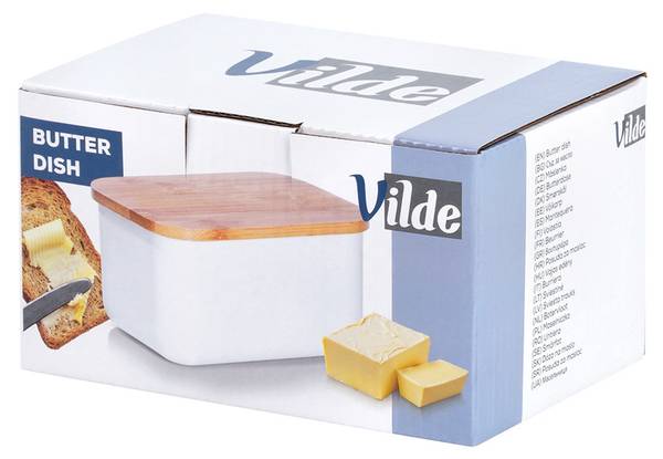 Butterdose mit Bambusdeckel Weiß