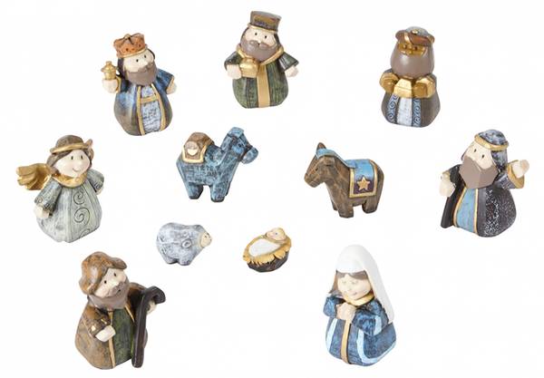 Weihnachtskrippe  JOY Blau - Harz - 3 x 6 x 5 cm