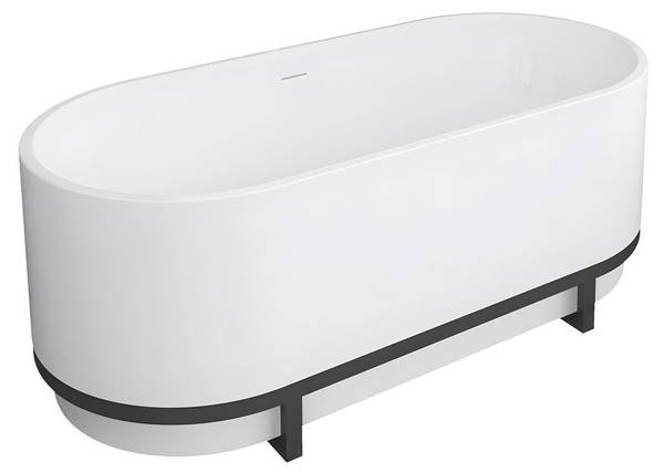 Freistehende Badewanne PLECO Weiß - Naturfaser - 74 x 60 x 160 cm