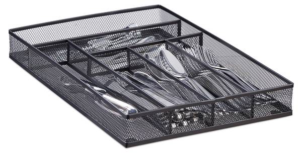 Bac à couverts treillis métal Noir - Acier - 29 x 6 x 41 cm